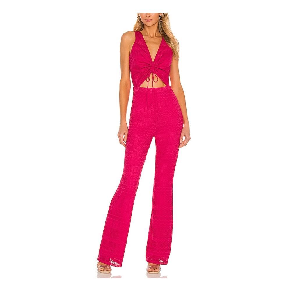 Lovers And Friends 'Sharon' Pink Chevron Print Jumpsuit Size S - NWT